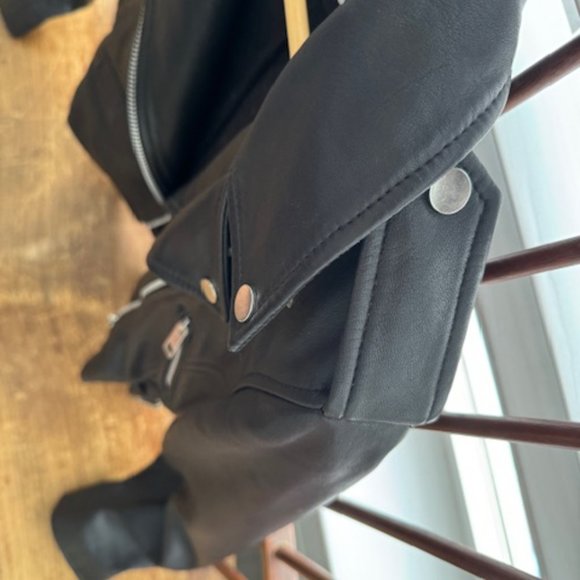 Leather Moto Jacket Cropped - Walter Baker - Picture 4 of 10